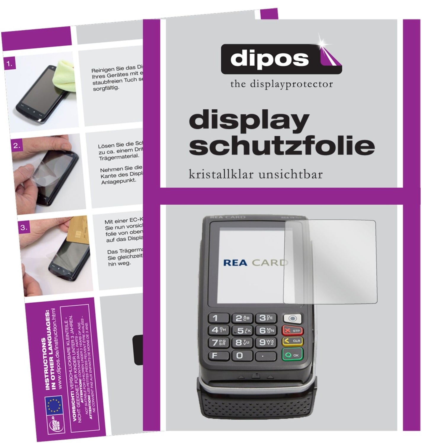 1x Schutzfolie klar für REA CARD T9 flex Terminal Display-Schutzfolie