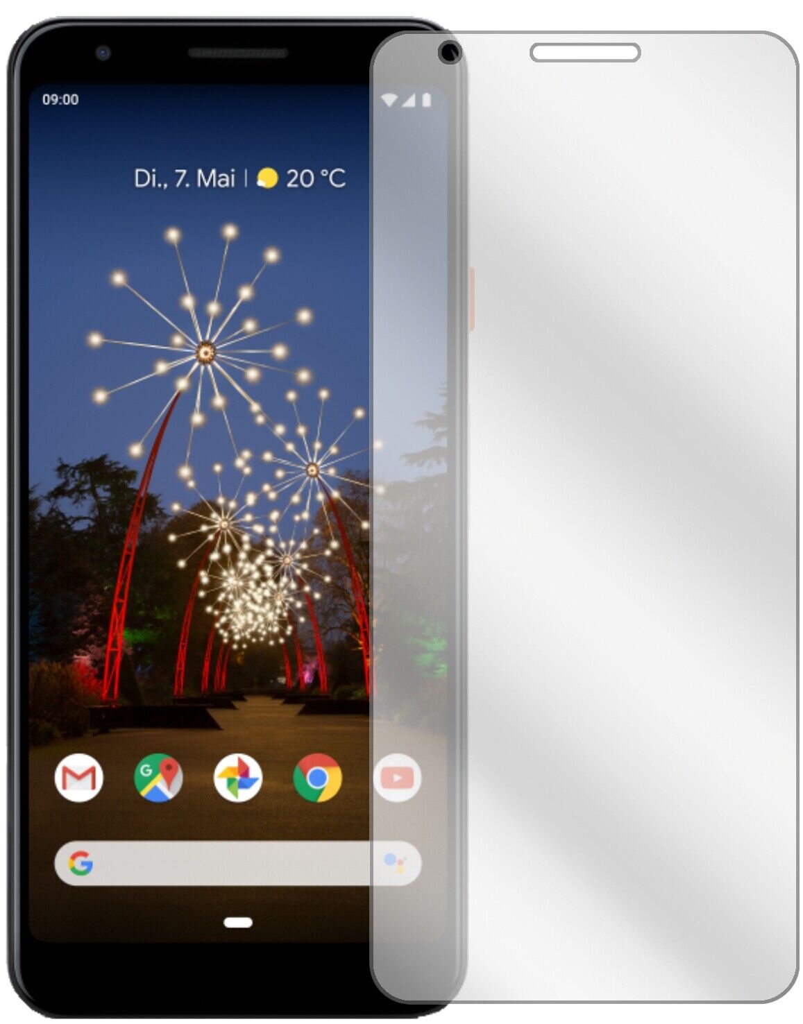 Klare Displayschutzfolie von dipos passend für Google Pixel 3a XL, präziser Zuschnitt und blasenfrei montiert
