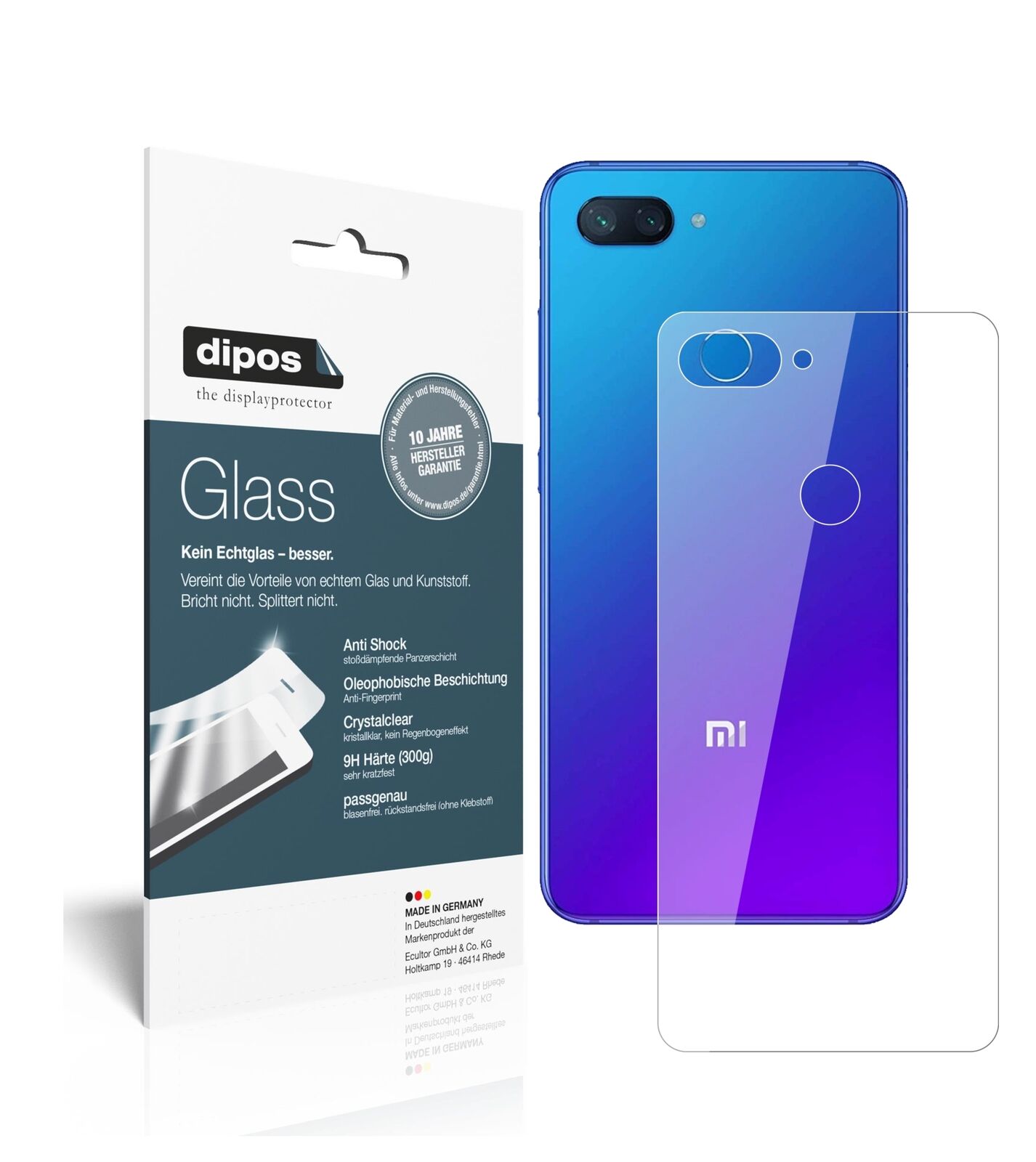 Screen Protector for I Xiaomi Mi 8 Lite back I Flexible Glass I 9H I dipos