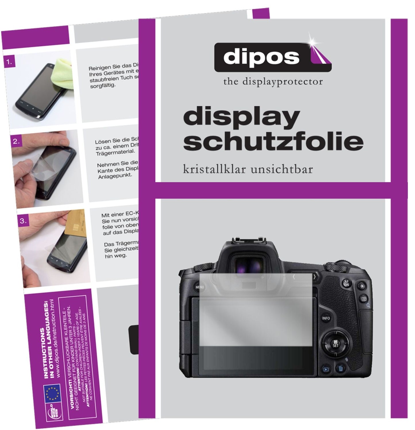 5x Schutzfolie klar für Canon EOS R Display-Schutzfolie