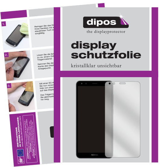 Klare Displayschutzfolie von dipos passend für Nokia C01 Plus, präziser Zuschnitt und blasenfrei montiert