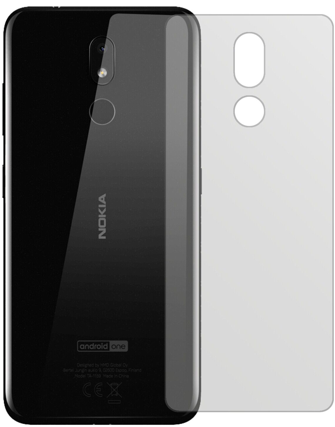 1x Schutzfolie matt für Nokia 3.2 Rückseite Display-Schutzfolie