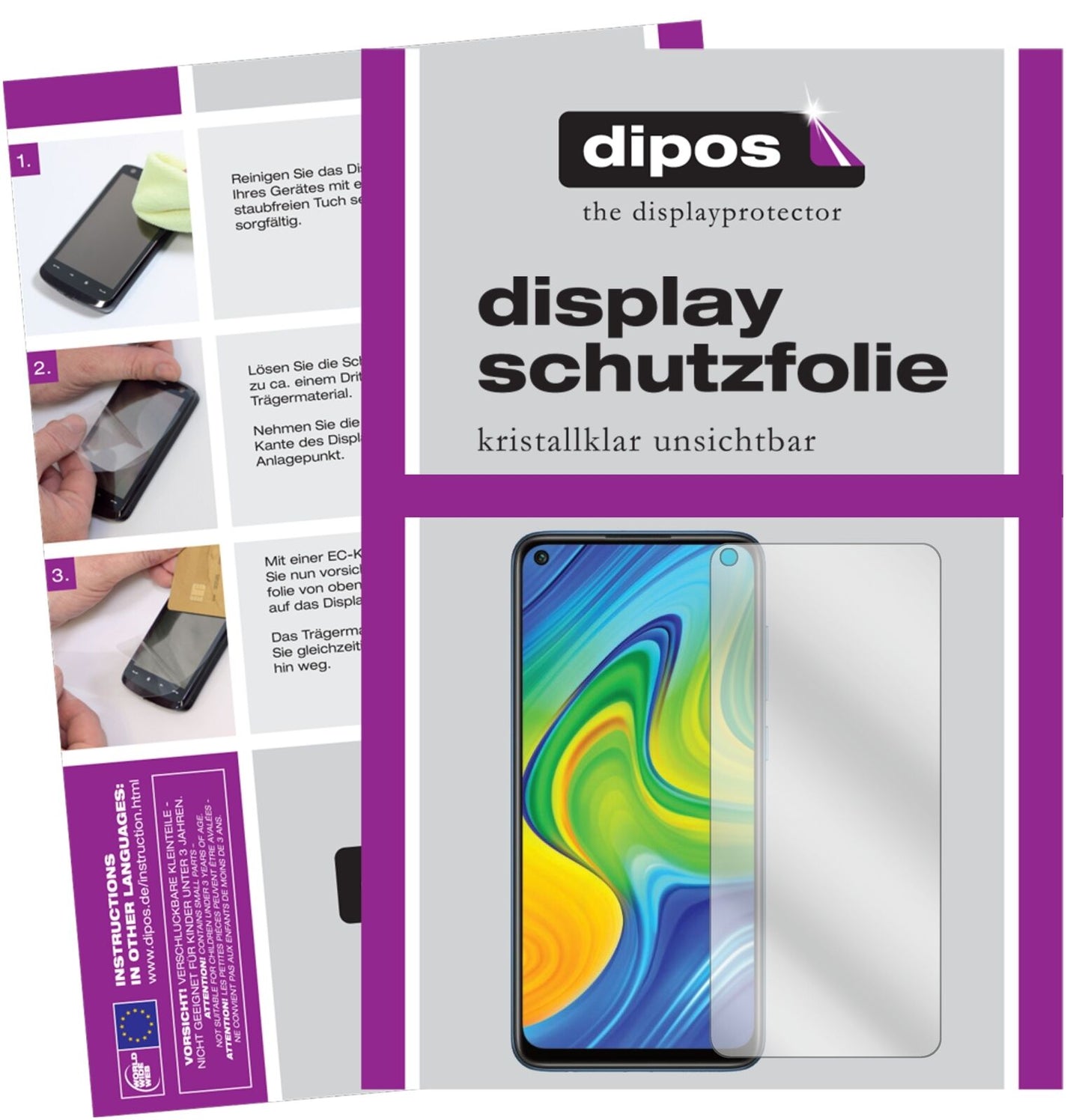1x Schutzfolie klar für Xiaomi Redmi Note 9 Display-Schutzfolie