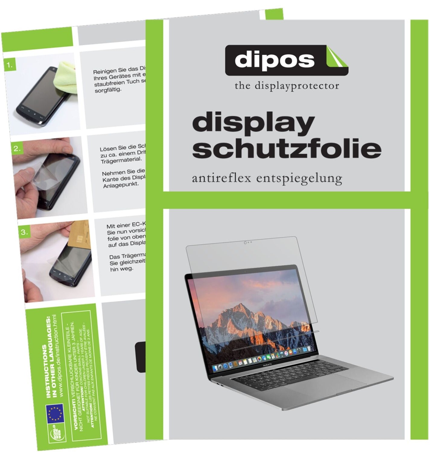 1x Schutzfolie matt für Apple MacBook Pro 15 Zoll (2019) Touchbar Display-Schutzfolie