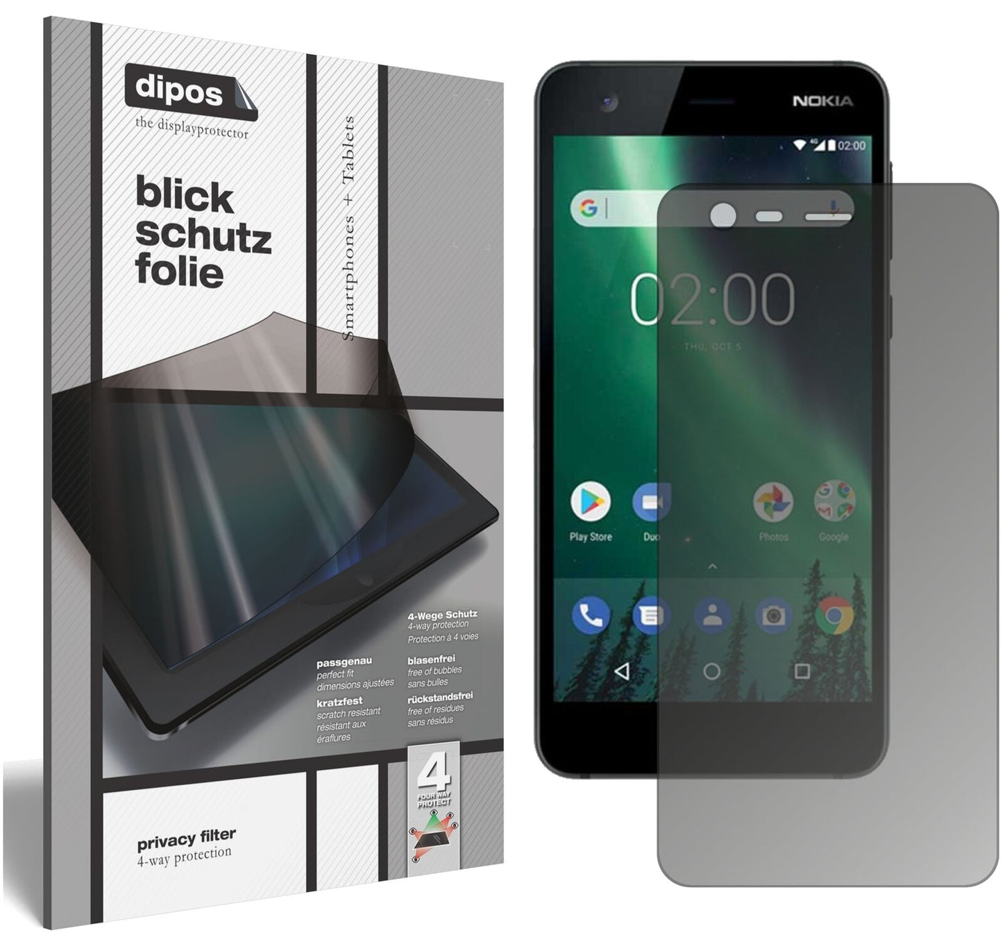 Blickschutzfolie für Nokia 2 matt Schutzfolie Privacy