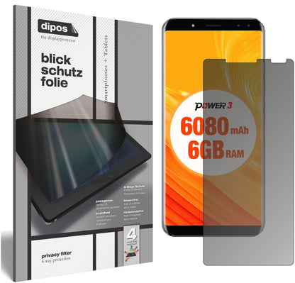 Blickschutzfolie für Ulefone Power 3 matt Schutzfolie Privacy