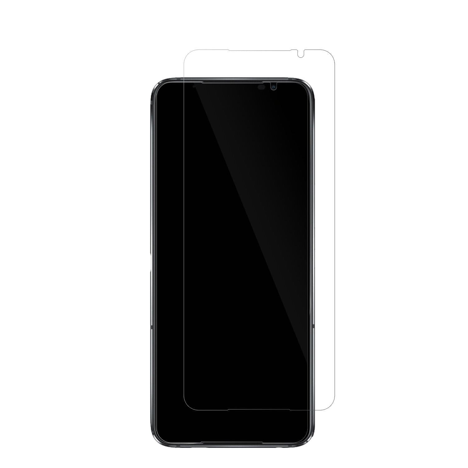 ASUSROG Phone 6D mit aufgebrachter dipos Displayschutzfolie, glasklare Darstellung ohne Einschränkungen