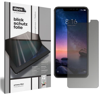 Blickschutzfolie für Xiaomi Redmi Note 6 Pro matt Schutzfolie Privacy