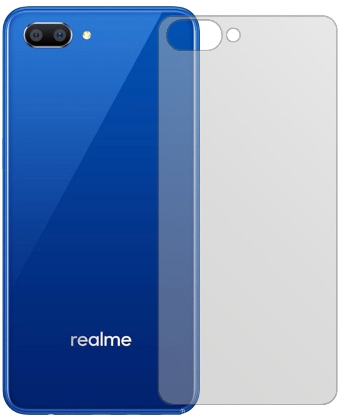 Matte Displayschutzfolie von dipos passend für Oppo Realme C1 Rückseite, präziser Zuschnitt und blasenfrei montiert