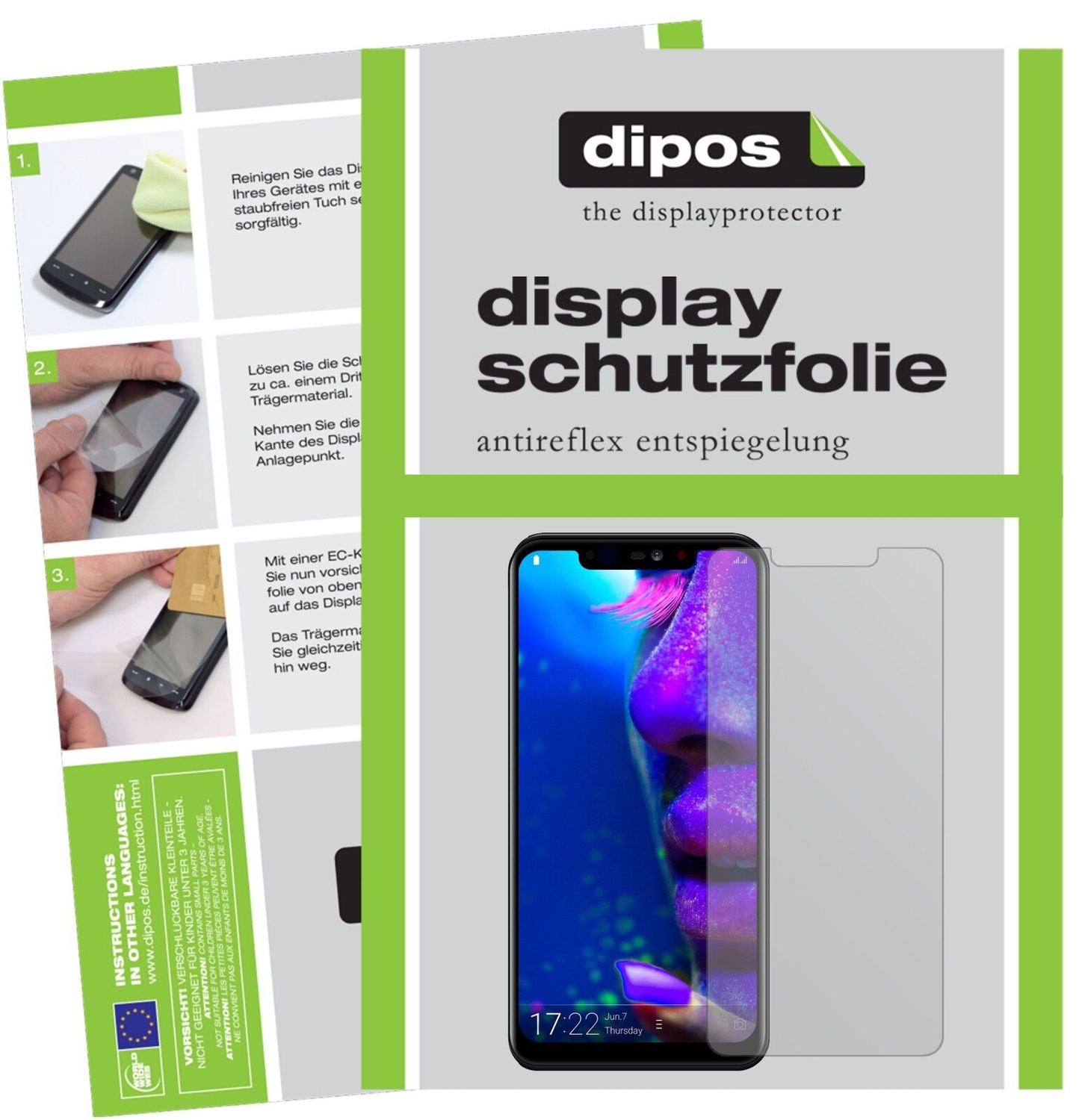 AllviewSoul X5 Pro mit aufgebrachter dipos Displayschutzfolie, die lästige Fingerabdrücke minimiert
