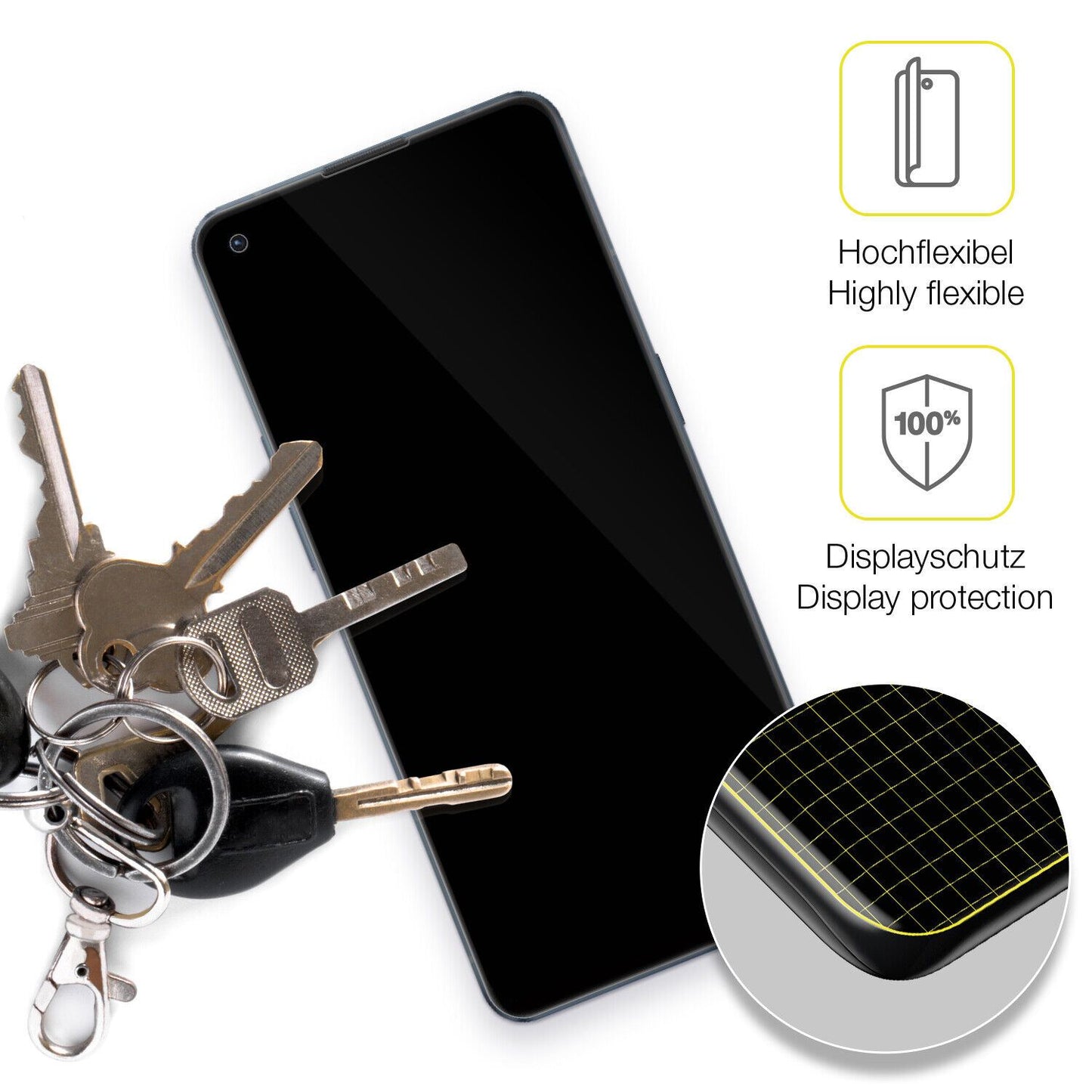 2x Screen Protector for OPPO Reno6 4G Protective Film covers 100% dipos Flex