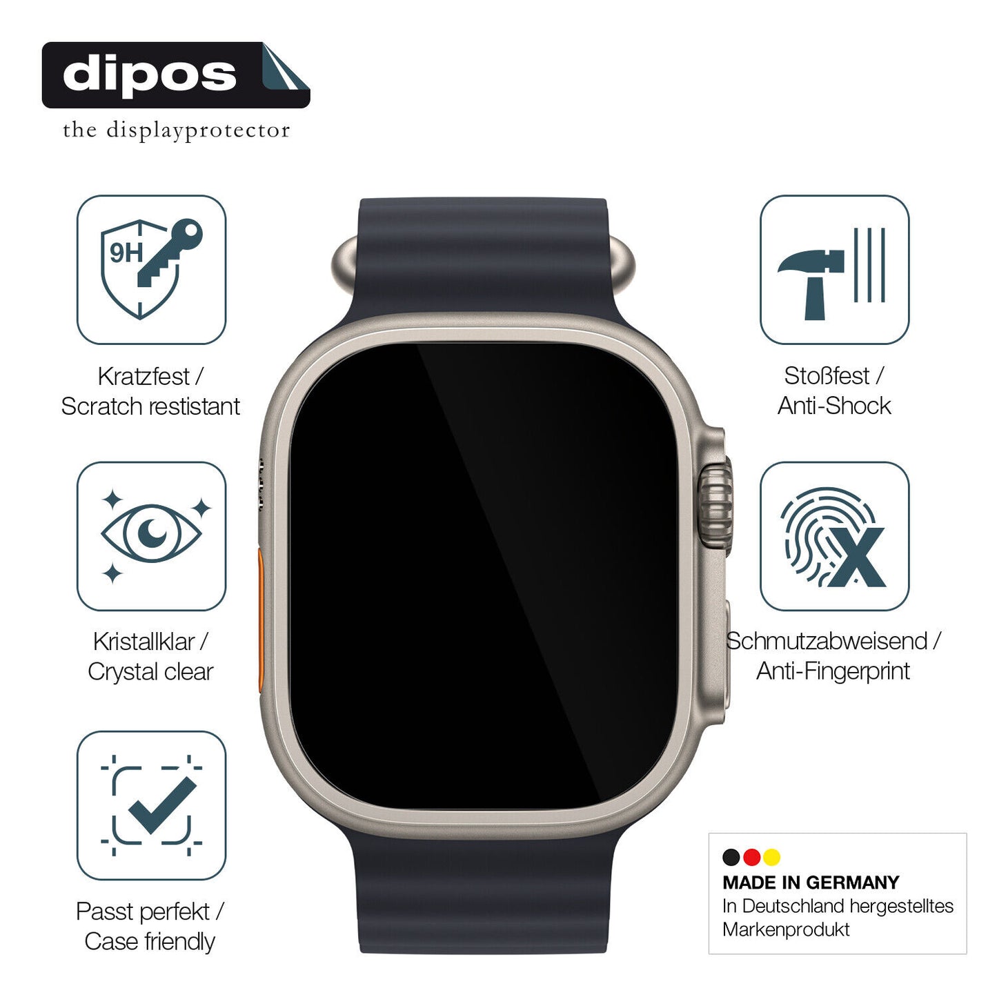 1x 9H Schutzfolie für Apple Watch Ultra Panzerfolie