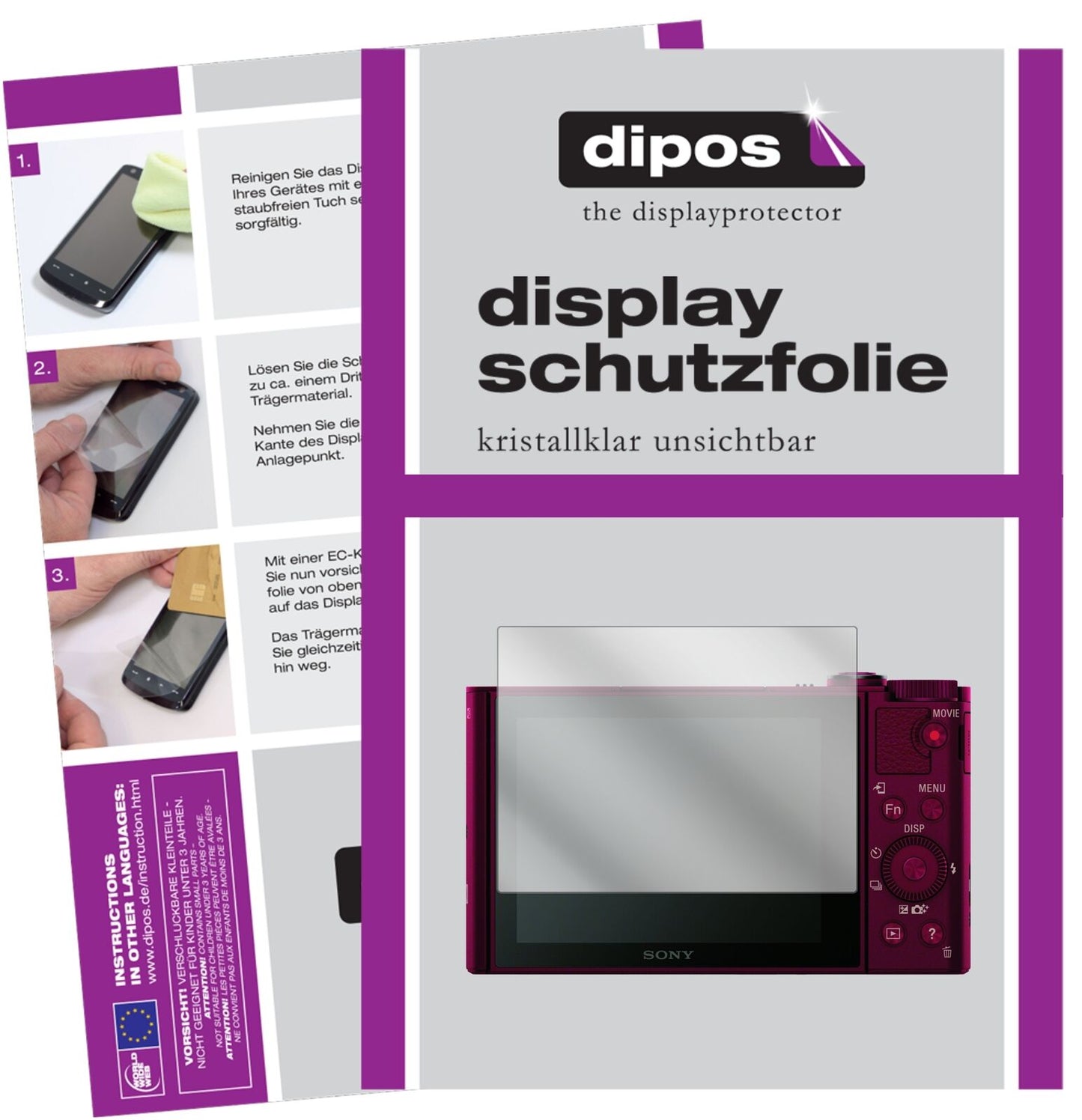 5x Schutzfolie klar für Sony DSC-WX500 Display-Schutzfolie
