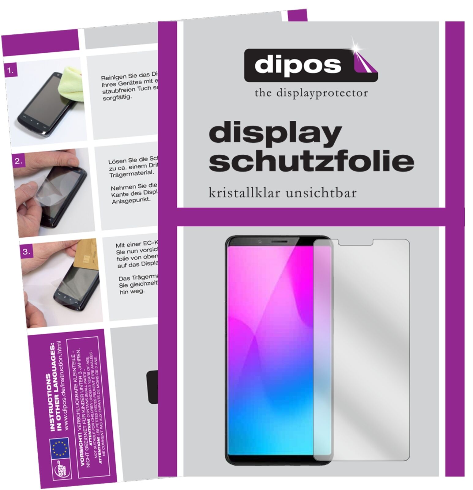 ZTENubia M3 mit aufgebrachter dipos Displayschutzfolie, glasklare Darstellung ohne Einschränkungen