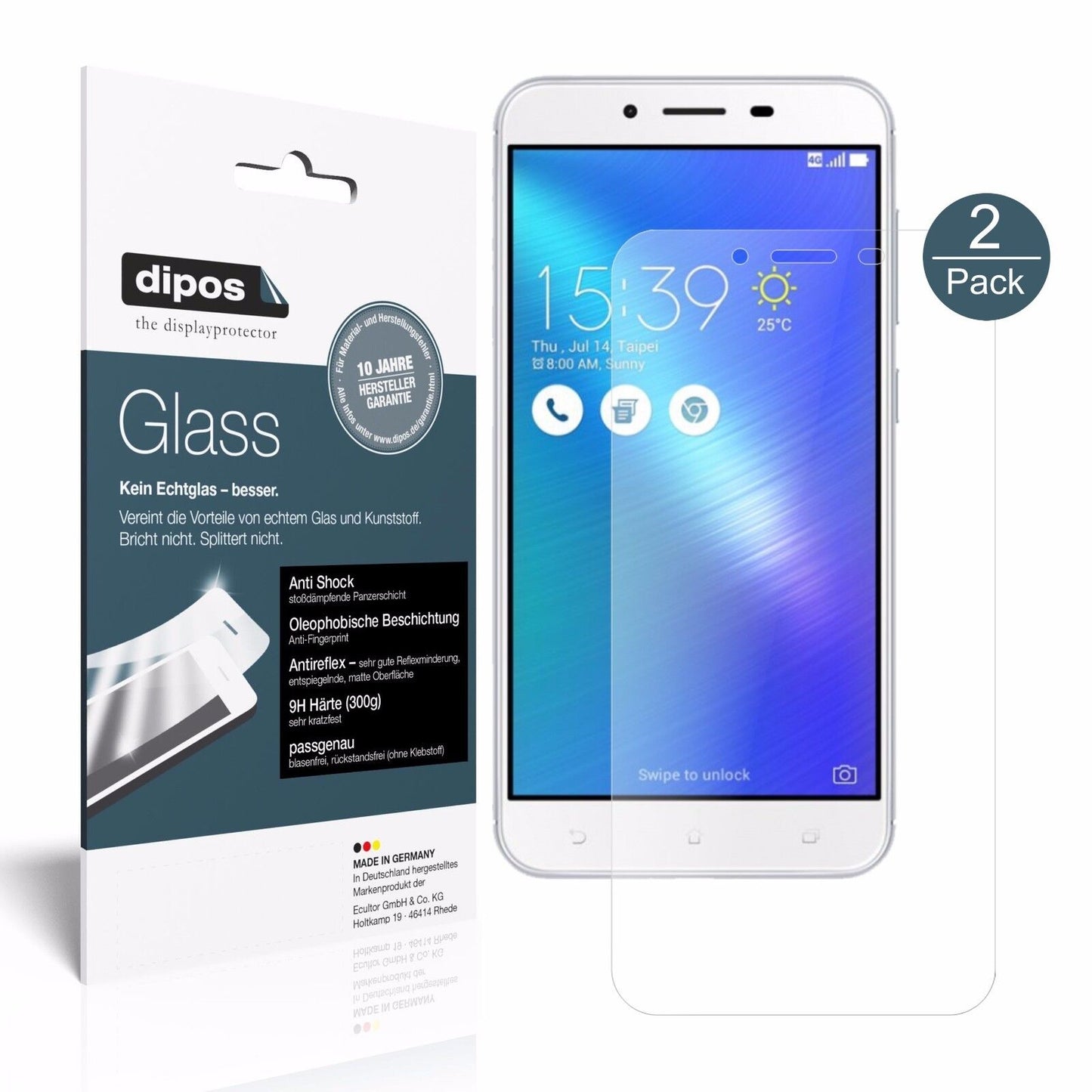 1x 9H Schutzfolie matt für Asus ZenFone 3 Max ZC553KL (2017) Panzerfolie