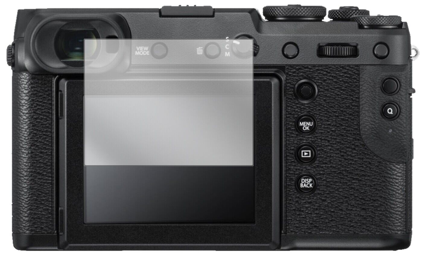 Klare Displayschutzfolie von dipos passend für Fujifilm GFX 50R, präziser Zuschnitt und blasenfrei montiert