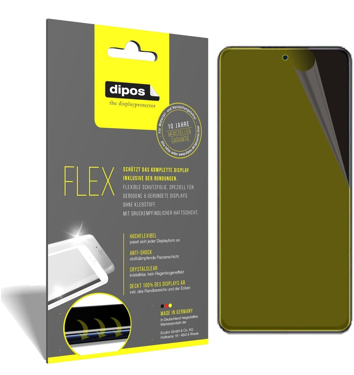 2x Screen Protector for Xiaomi Mi 11X Protective Film covers 100% dipos Flex