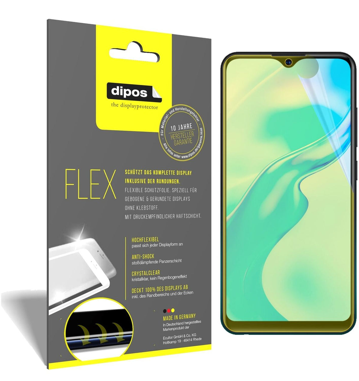 2x Screen Protector for Vivo Y1s Protective Film covers 100% dipos Flex