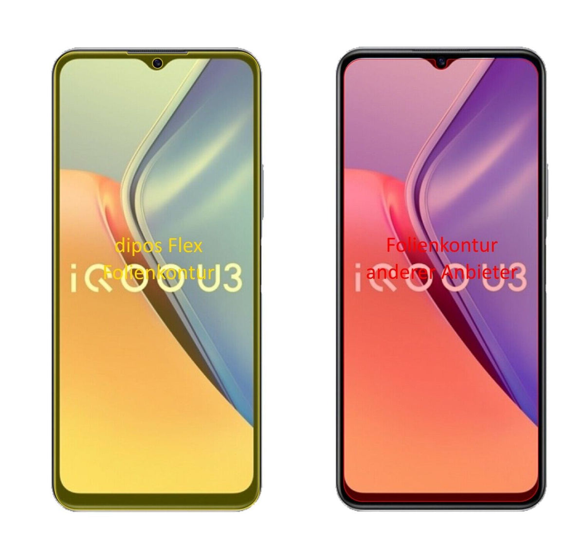 2x Screen Protector for Vivo iQOO U3 Protective Film covers 100% dipos Flex