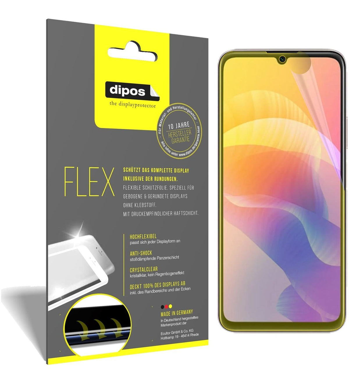 2x Screen Protector for Huawei Enjoy 20 5G Protective Film covers 100% dipos