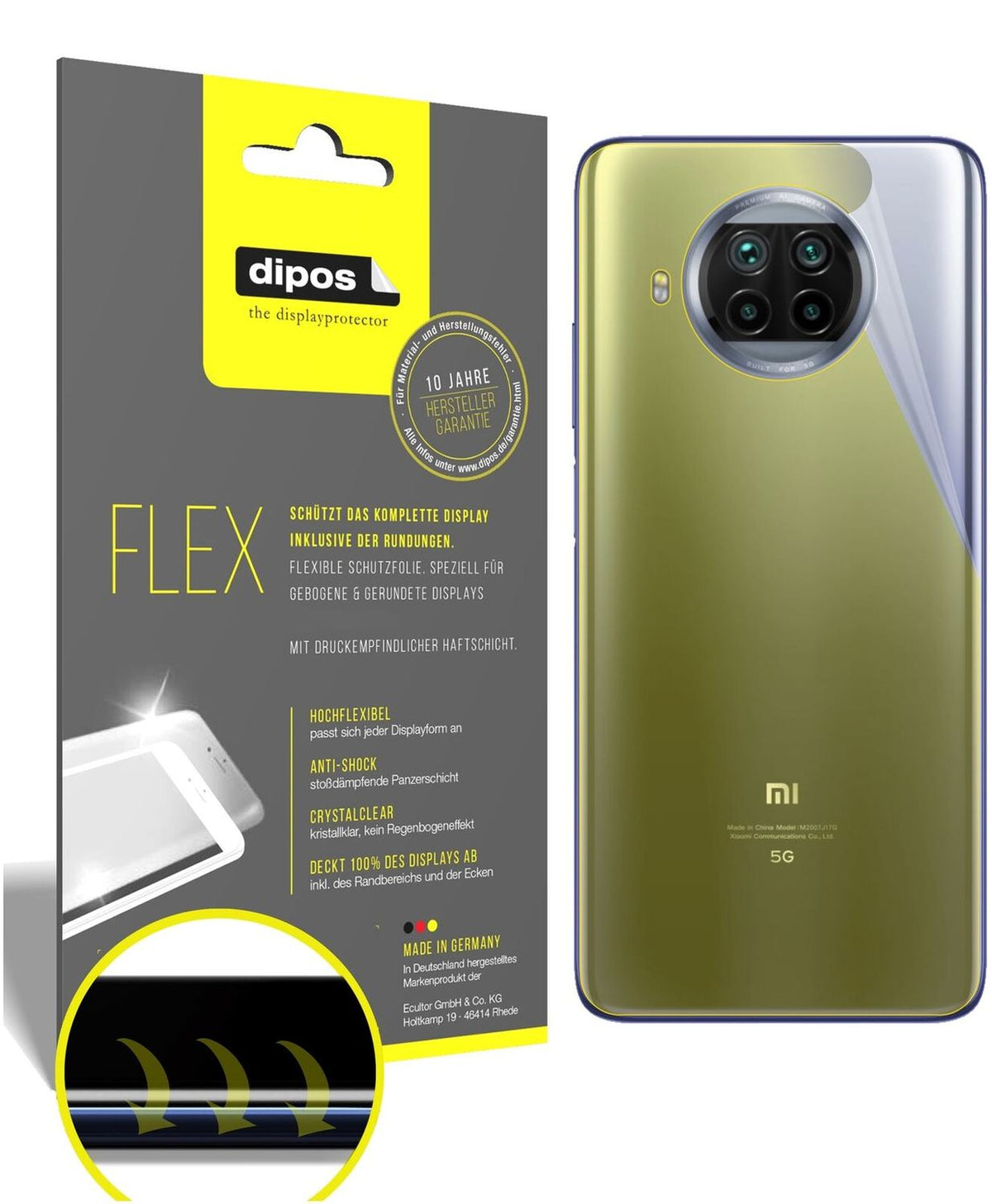 2x Screen Protector for Xiaomi Mi 10T Lite back Protective Film covers 100%