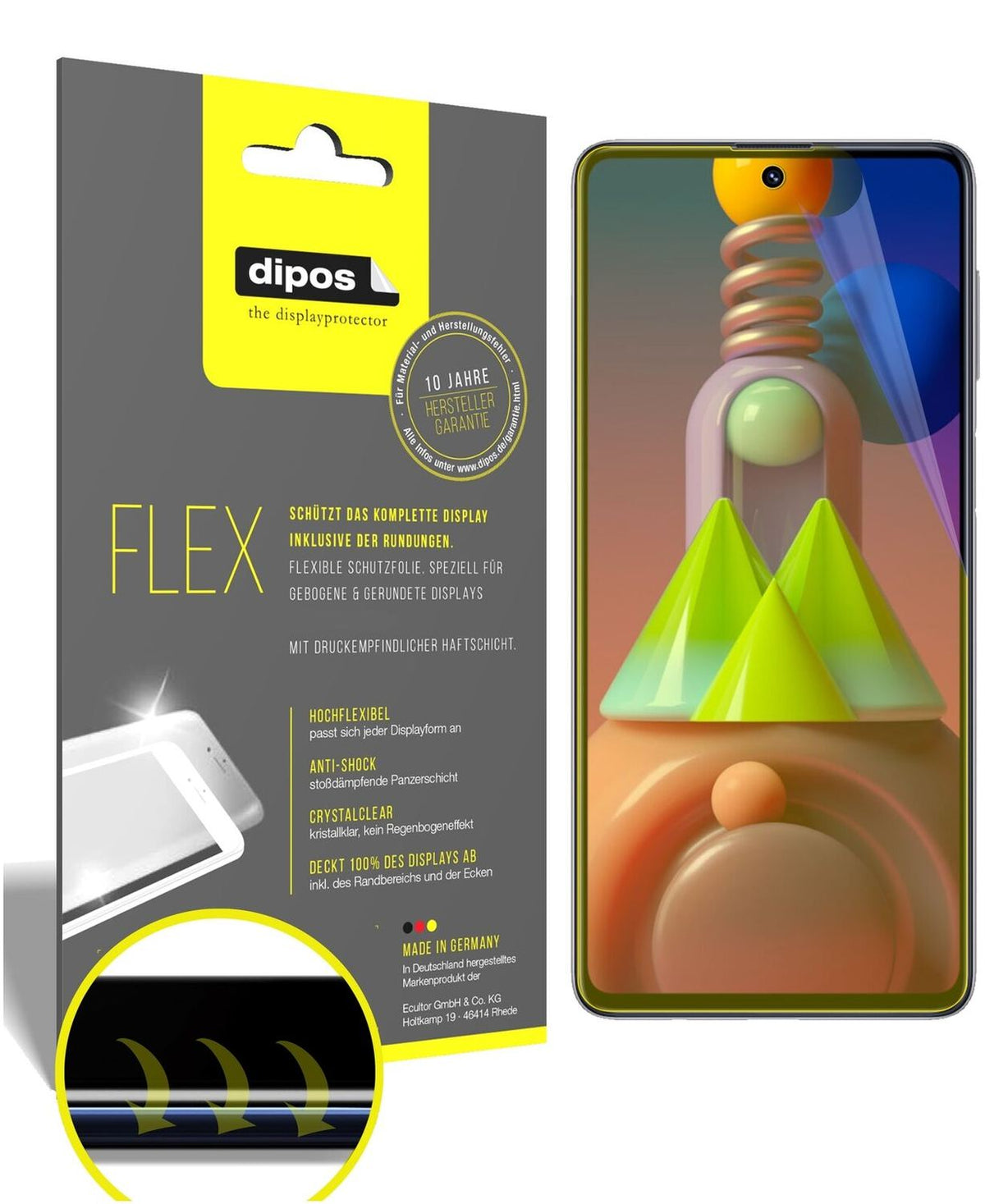 2x Screen Protector for Samsung Galaxy M51 Protective Film covers 100% dipos
