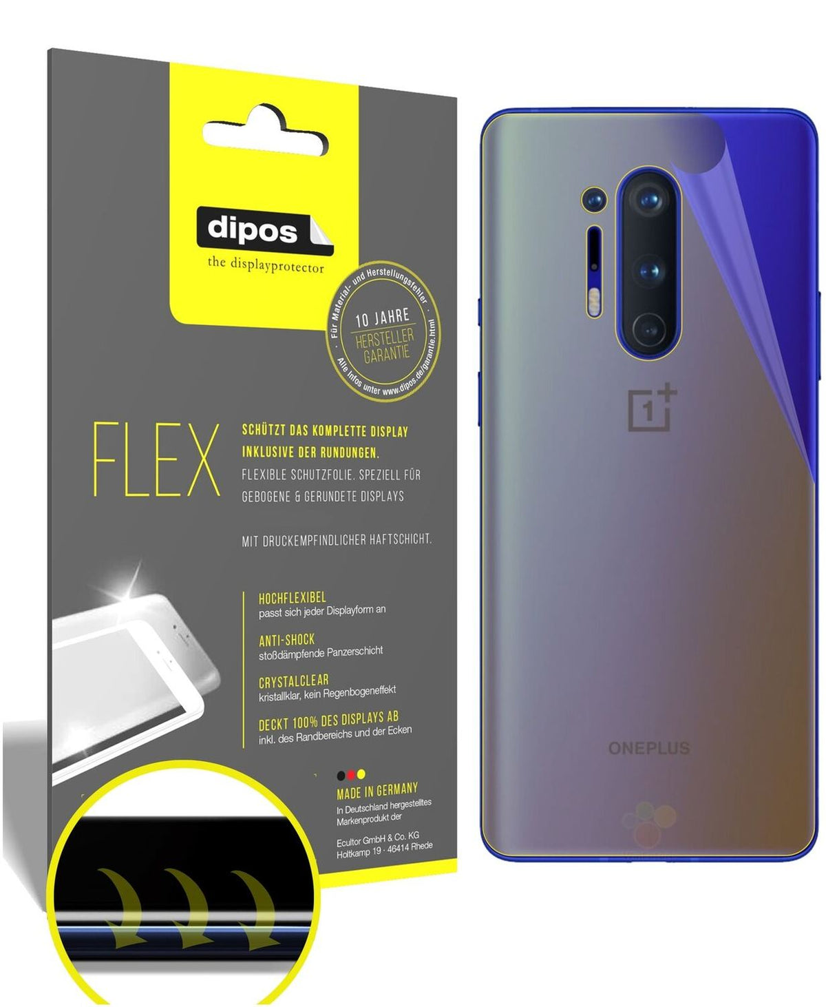 2x Screen Protector for OnePlus 8 Pro back Protective Film covers 100% dipos