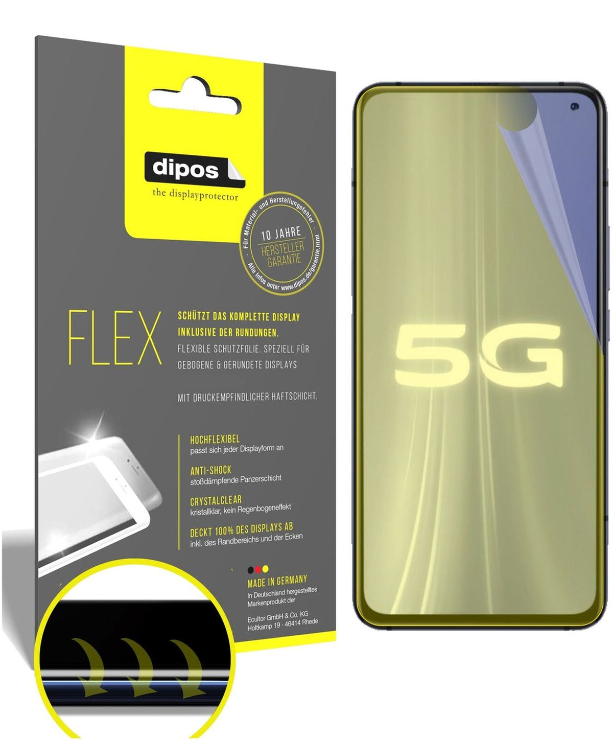 2x Screen Protector for Vivo iQOO 3 Protective Film covers 100% dipos Flex
