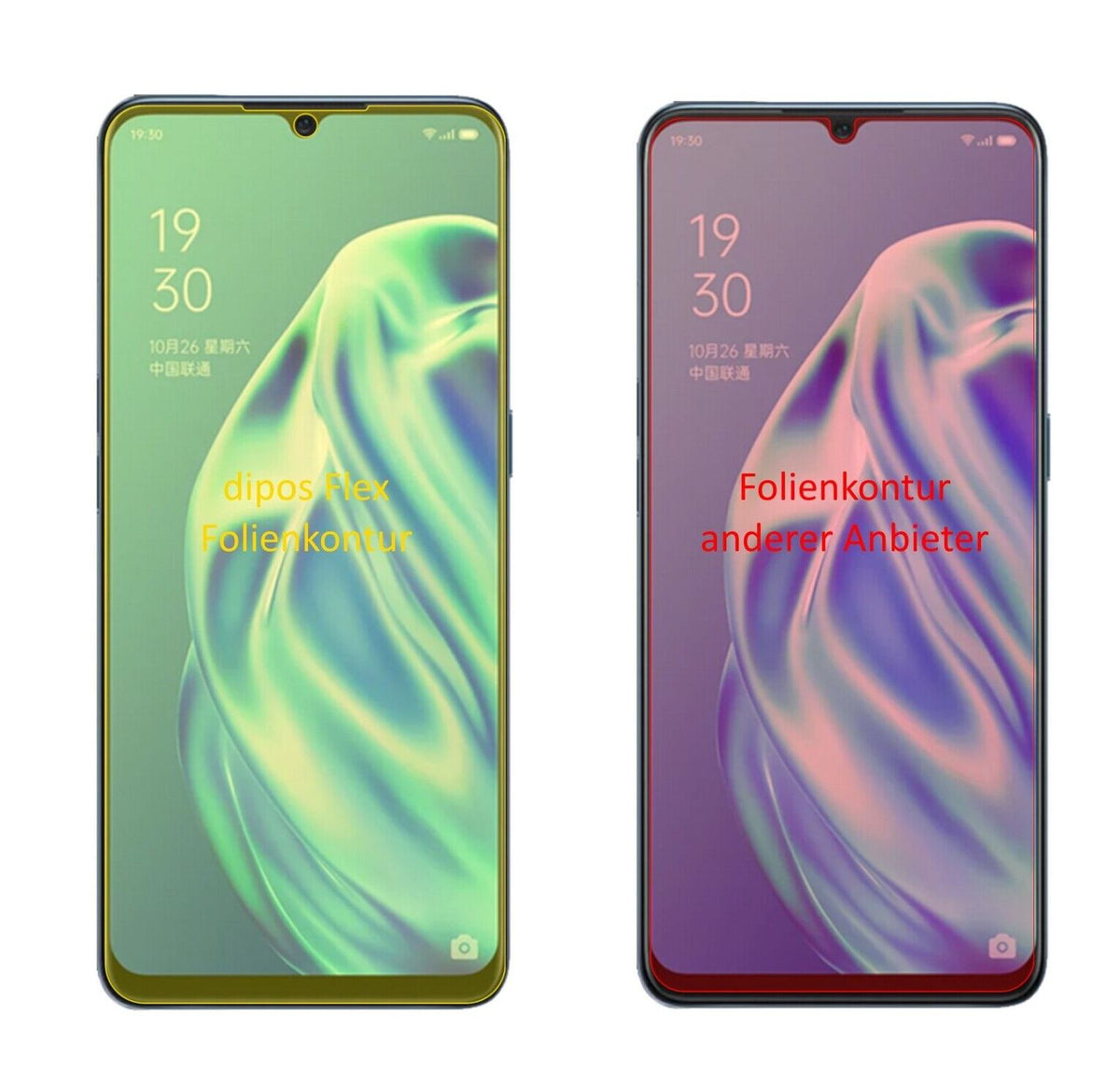 2x Screen Protector for Oppo F15 Protective Film covers 100% dipos Flex