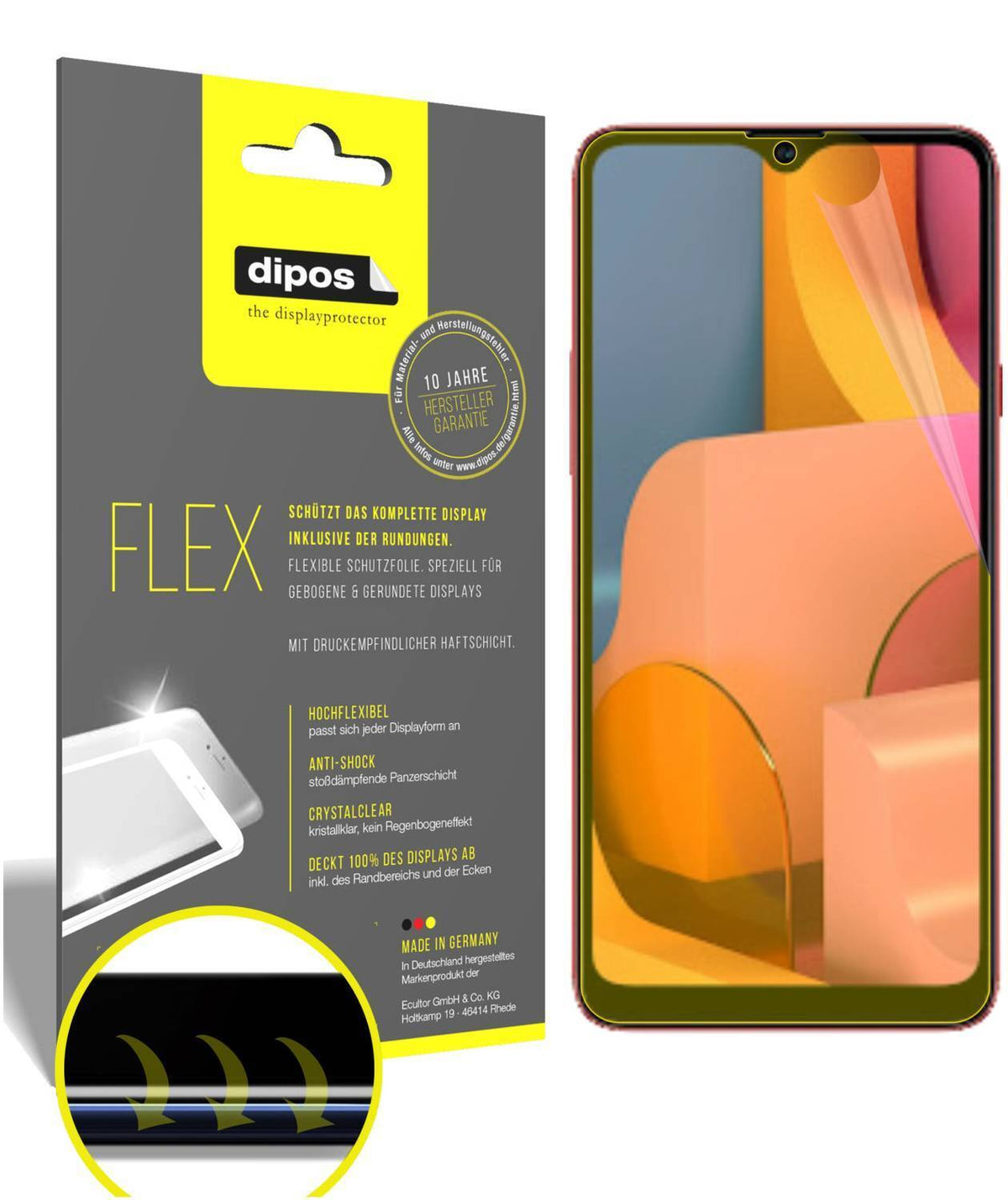 2x Screen Protector for Samsung Galaxy A20s Protective Film covers 100% dipos