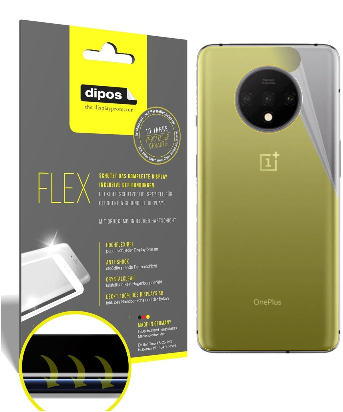 dipos FLEX 2x Clear Screen Protector for OnePlus 7T Rückseite