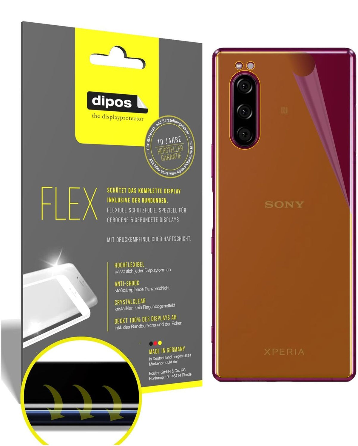 dipos FLEX 2x Clear Screen Protector for Sony Xperia 5 Rückseite