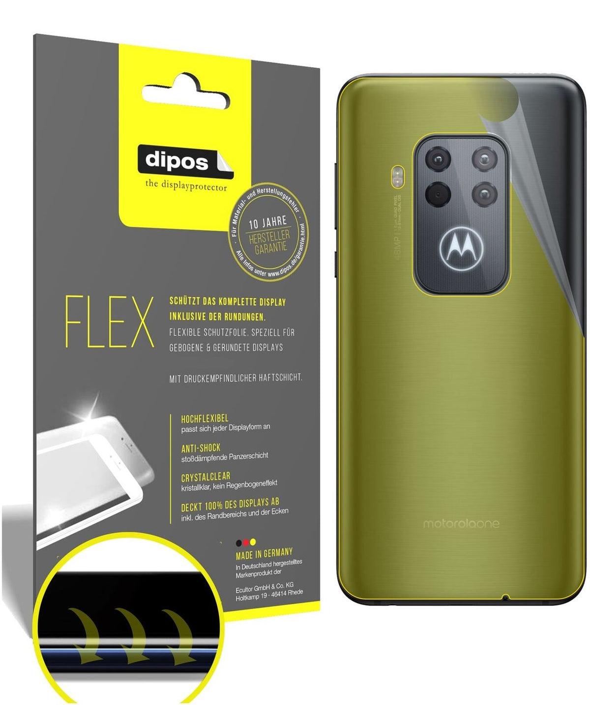 dipos FLEX 2x Clear Screen Protector for Motorola One Zoom Rückseite