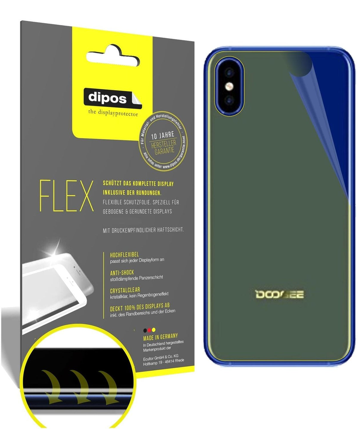 dipos FLEX 2x Clear Screen Protector for Doogee X50L Rückseite