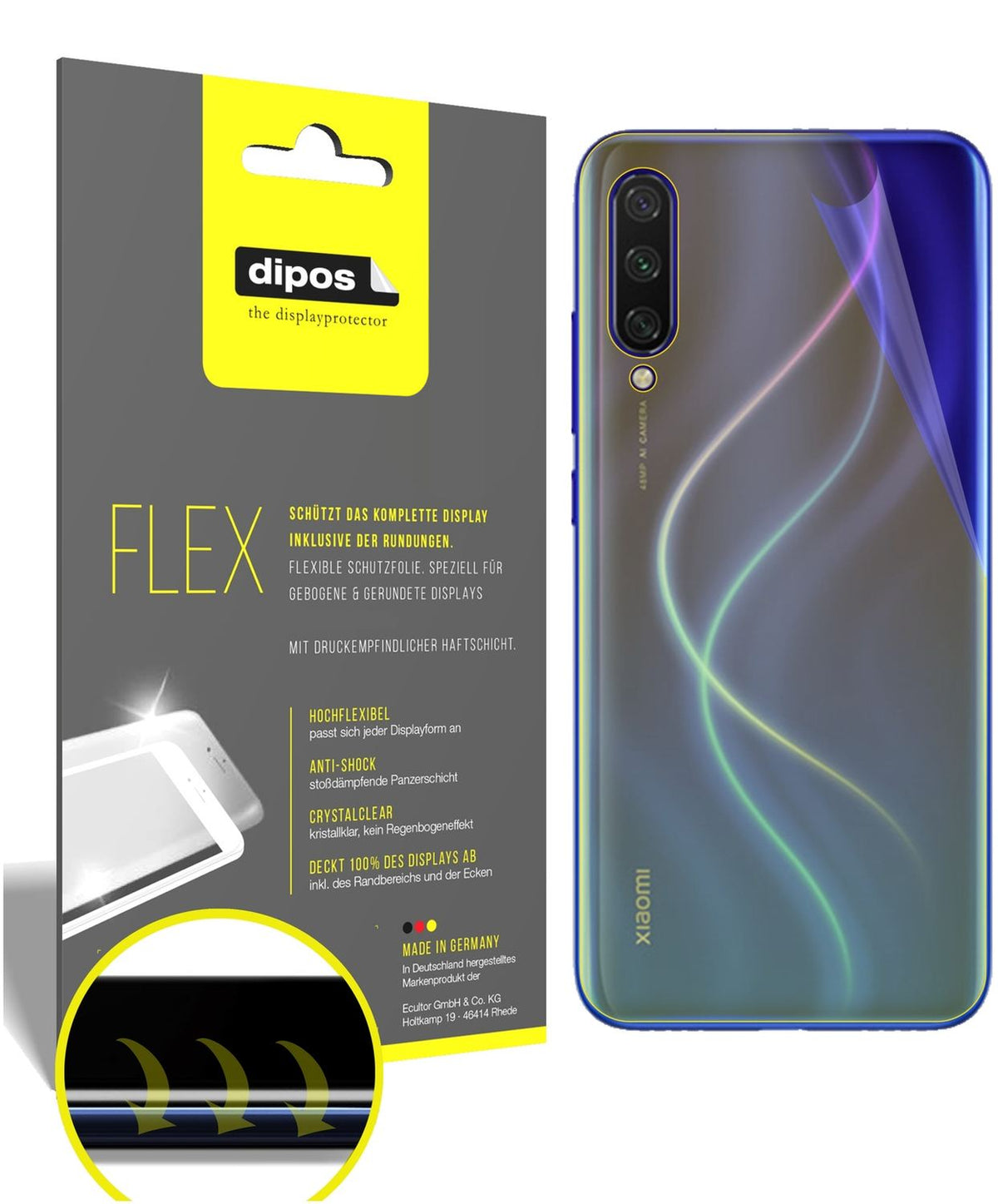 dipos FLEX 2x Clear Screen Protector for Xiaomi Mi A3 Rückseite