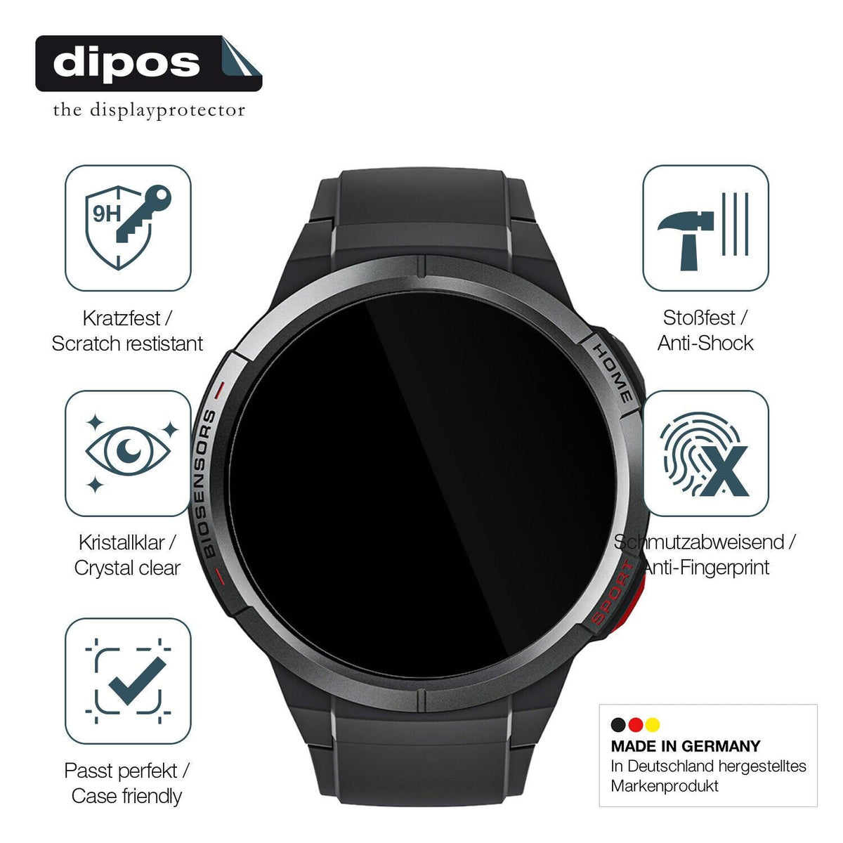 9H Clear Screen Protector for Mibro Watch GS – Shatterproof, Crystal Clear | dipos