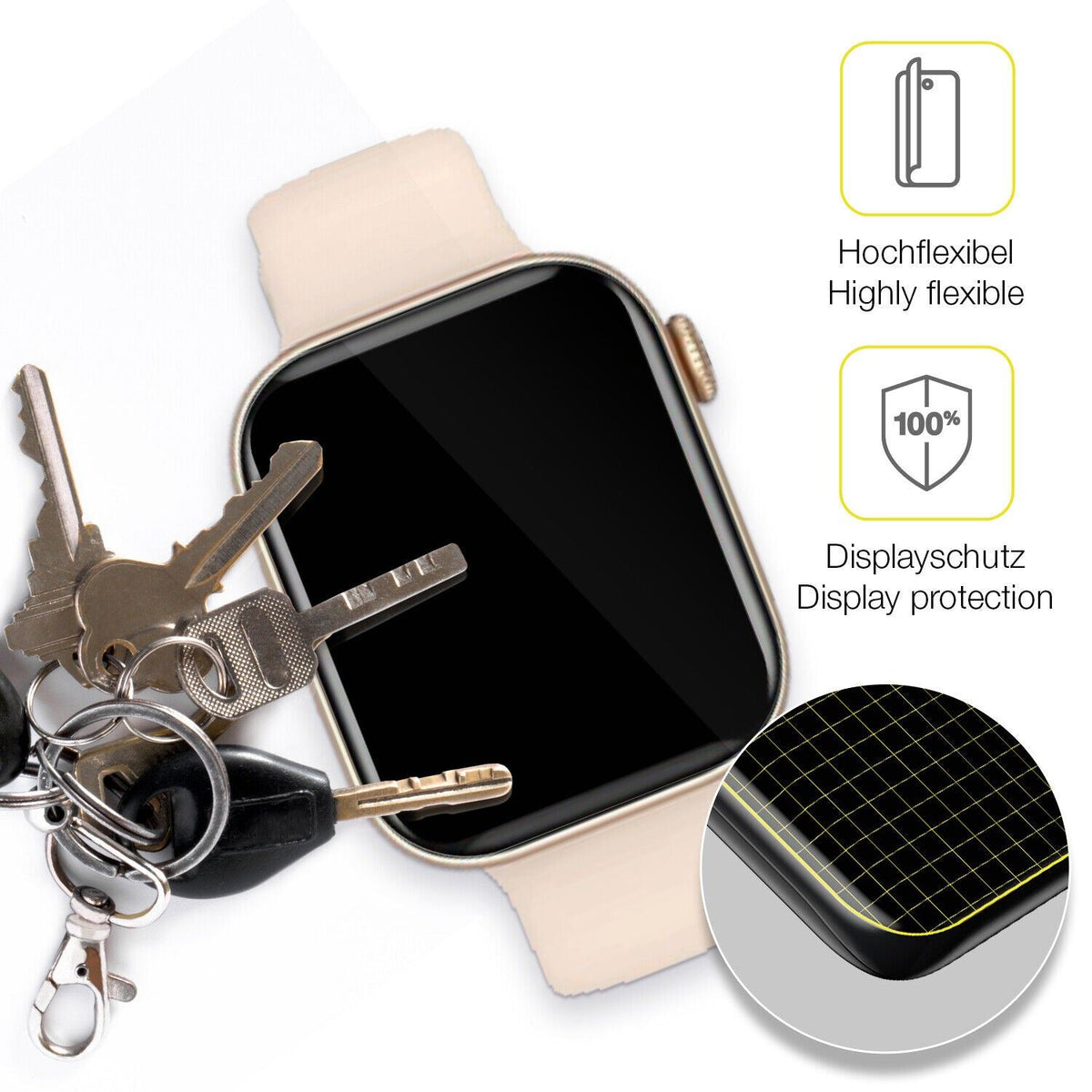 2x Screen Protector for Fireboltt Ring 2 Protective Film covers 100% dipos Flex