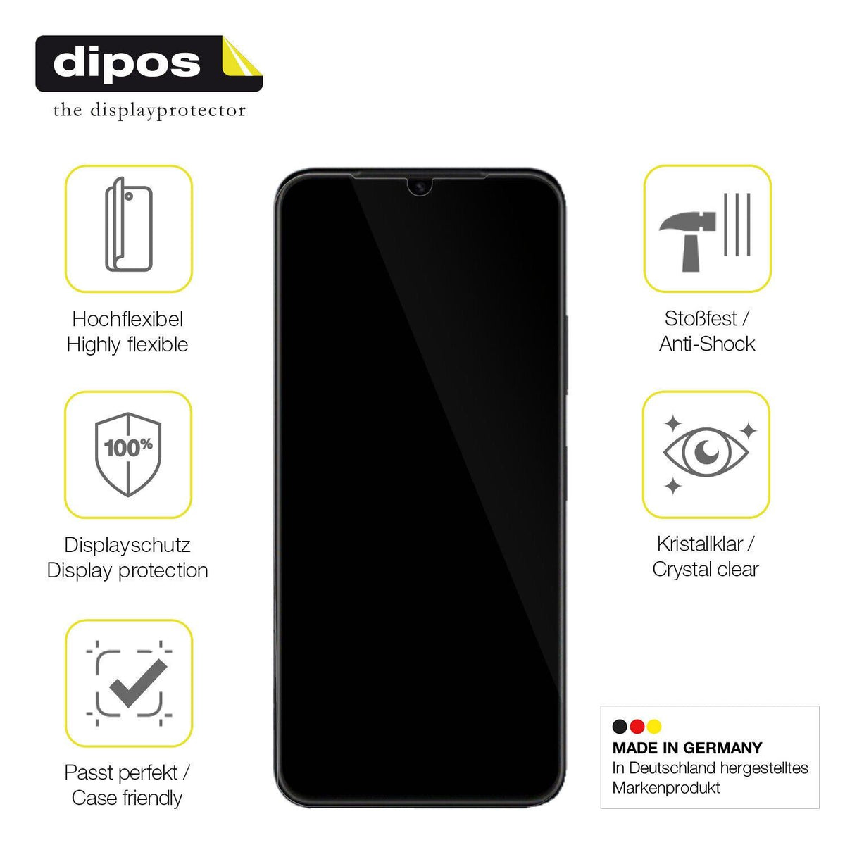 2x Screen Protector for Huawei Enjoy 50Z Protective Film covers 100% dipos Flex