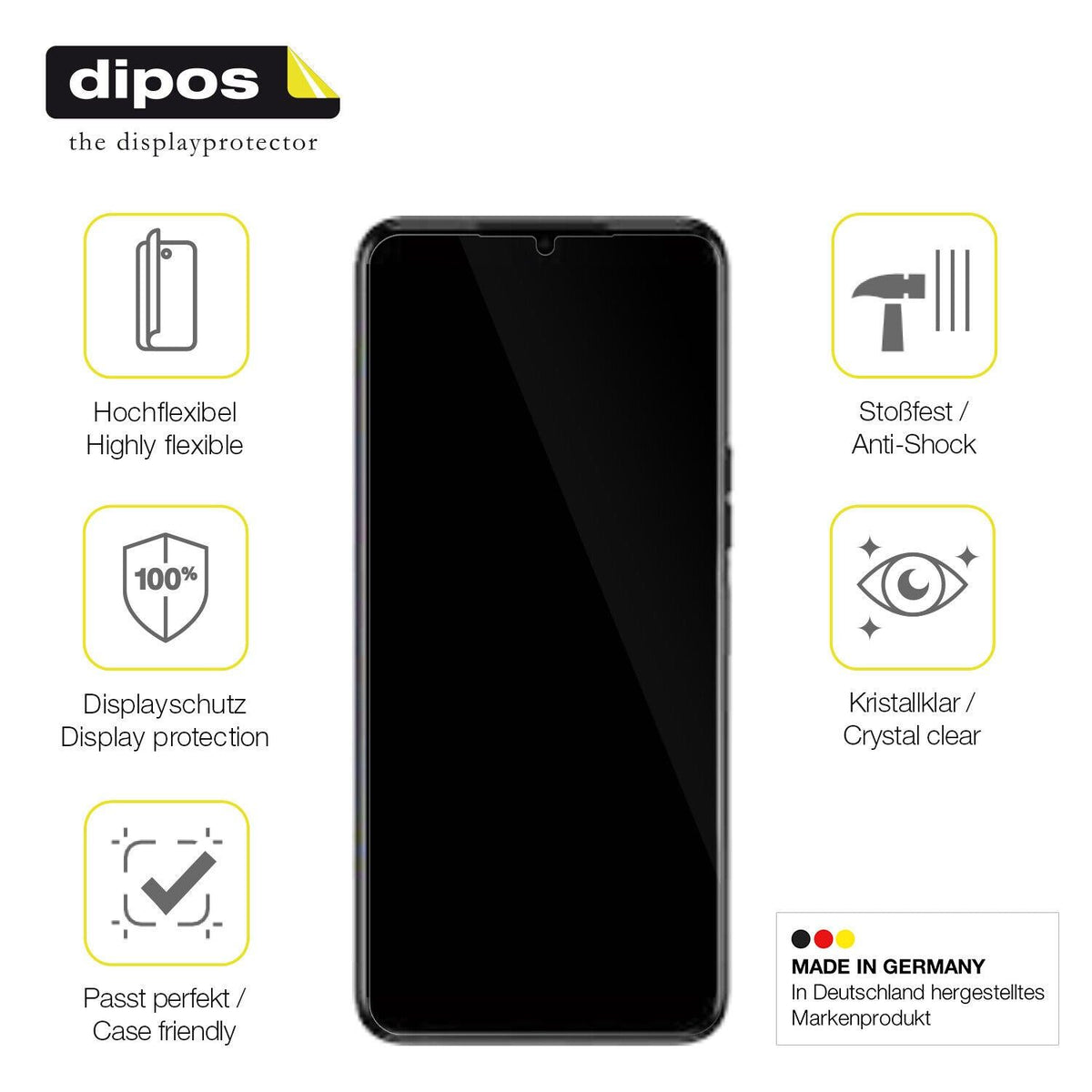 2x Screen Protector for Tecno Spark 9T Protective Film covers 100% dipos Flex