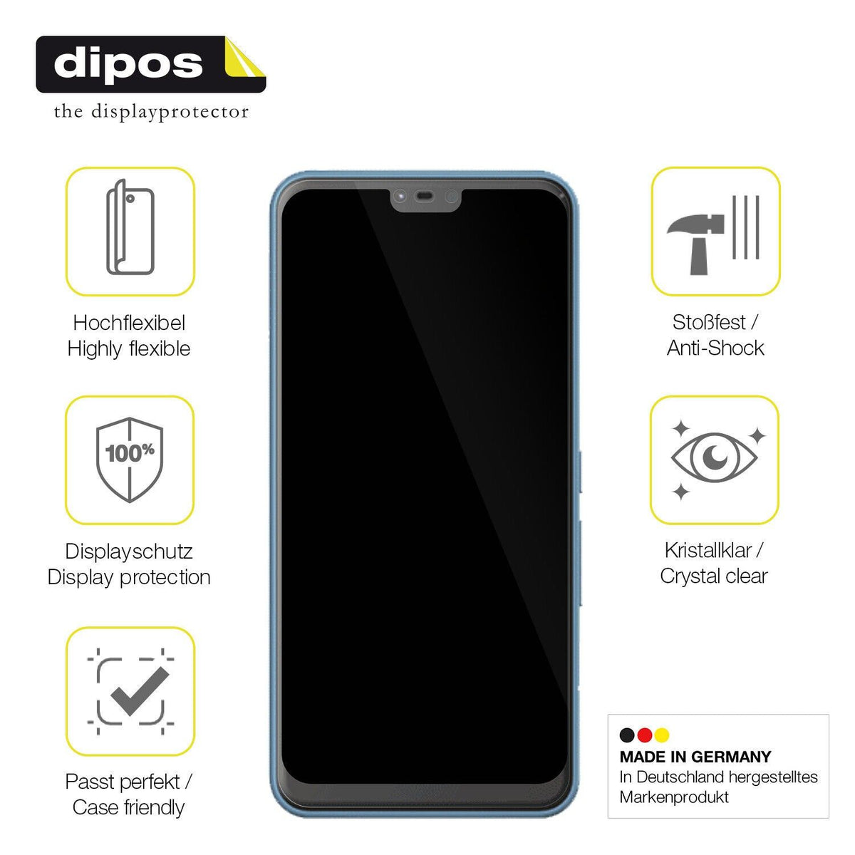 2x Screen Protector for Fujitsu Arrows J Protective Film covers 100% dipos Flex