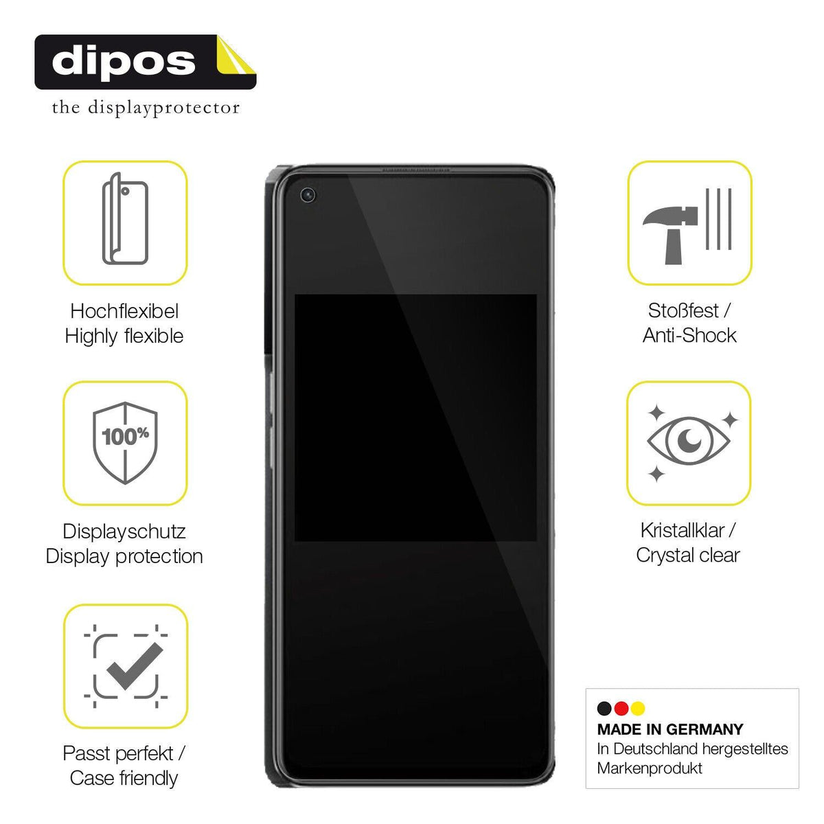2x Screen Protector for Oppo K10 Pro 5G Protective Film covers 100% dipos Flex