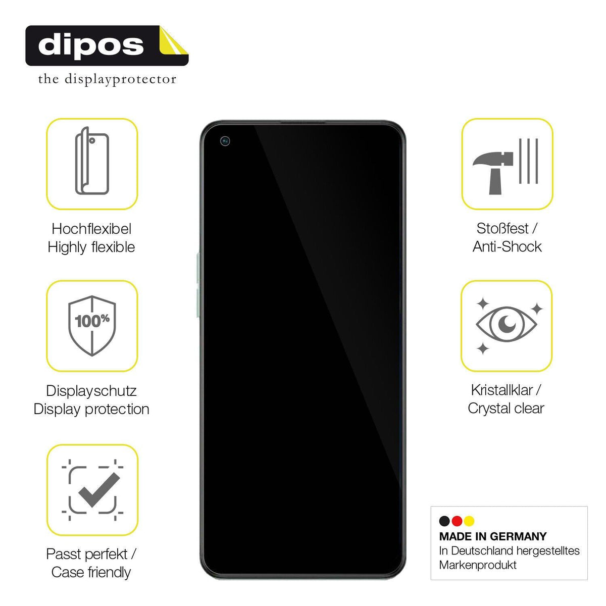 2x Screen Protector for Oppo Reno7 Z 5G Protective Film covers 100% dipos Flex