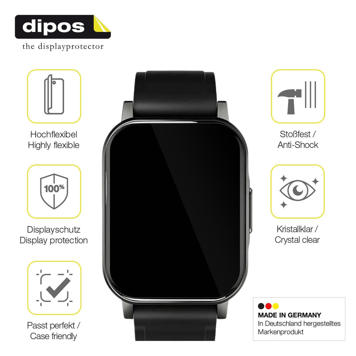 2x Screen Protector for Haylou LS02 watch Protective Film covers 100% dipos Flex