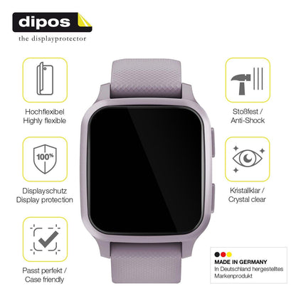 2x Screen Protector for Garmin Venu Sq Protective Film covers 100% dipos Flex