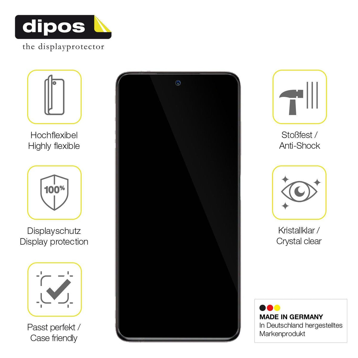 2x Screen Protector for Xiaomi Poco X3 Pro Protective Film covers 100% dipos