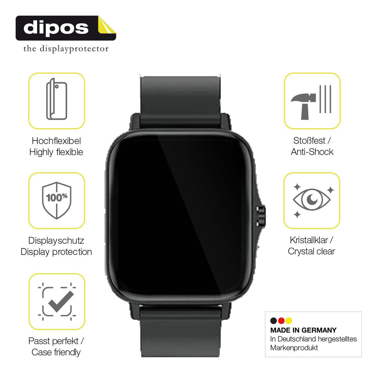 2x Full Cover Screen Protector for Kaseemi 1,7 Inch Smartwatch – Covers Curved Edges
