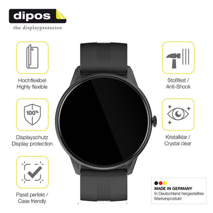 2x Screen Protector for Lytimes  1,3 inch Smartwatch Protective Film covers 100%