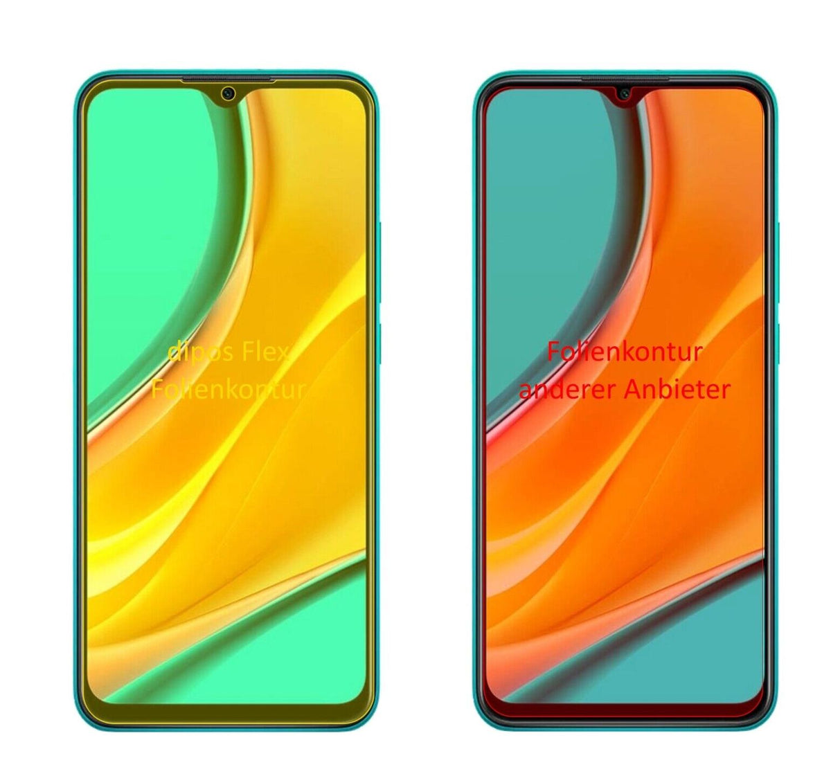 2x Screen Protector for Xiaomi Redmi 9 Protective Film covers 100% dipos Flex