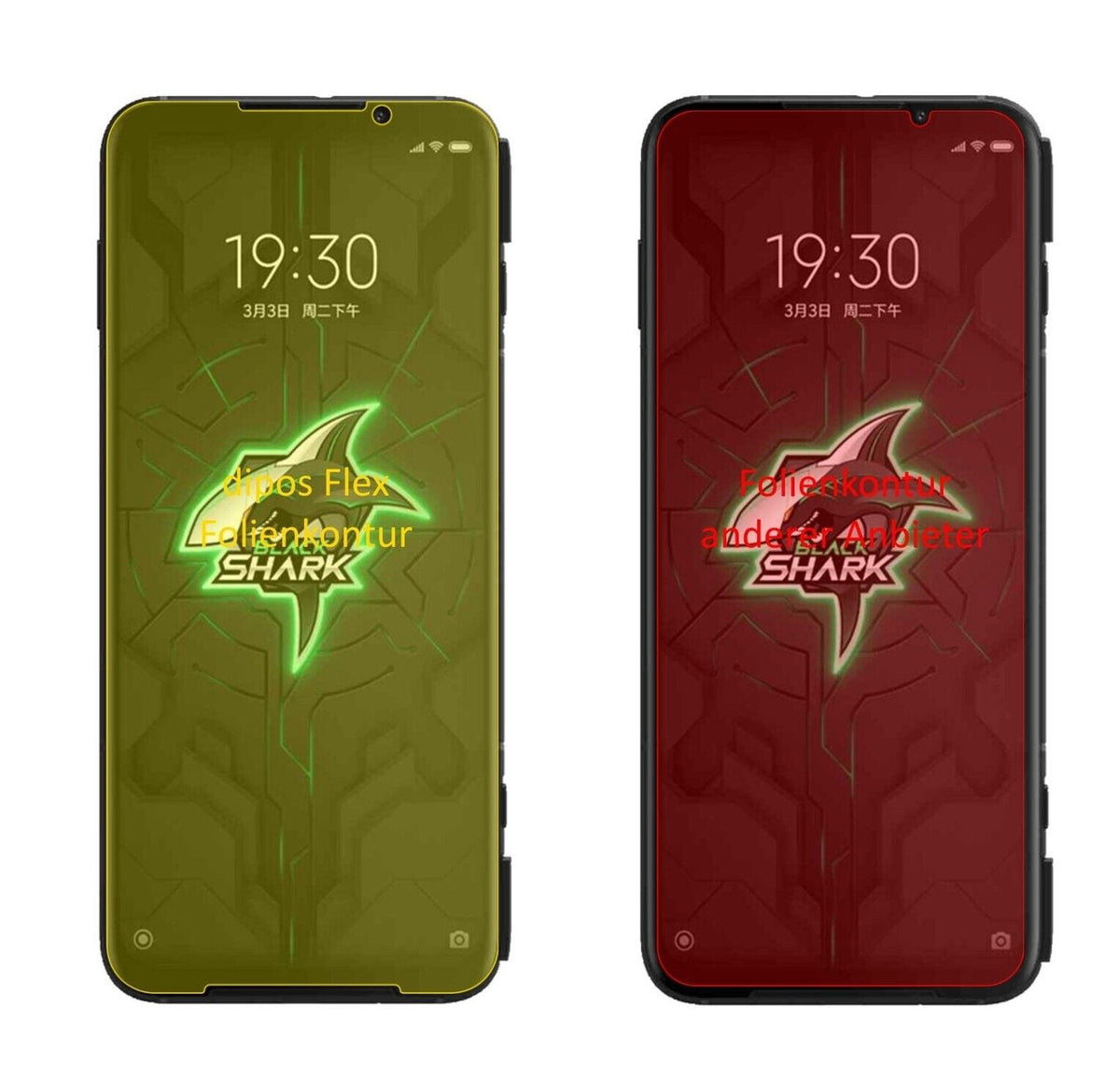 2x Screen Protector for Xiaomi Black Shark 3 Protective Film covers 100% dipos