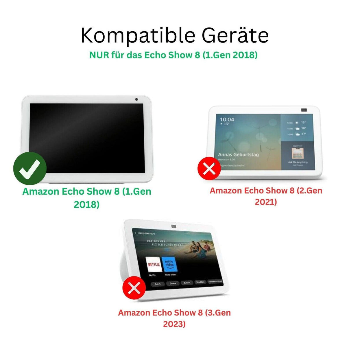 Screen Protector for I Amazon Echo Show 8 1.Gen (2018) I Film I 9H I dipos